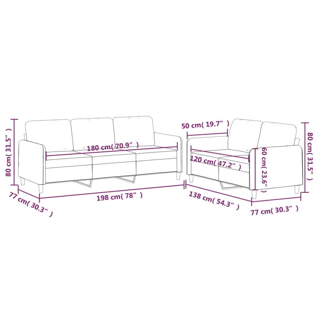 2-delige Loungeset met kussens stof bruin