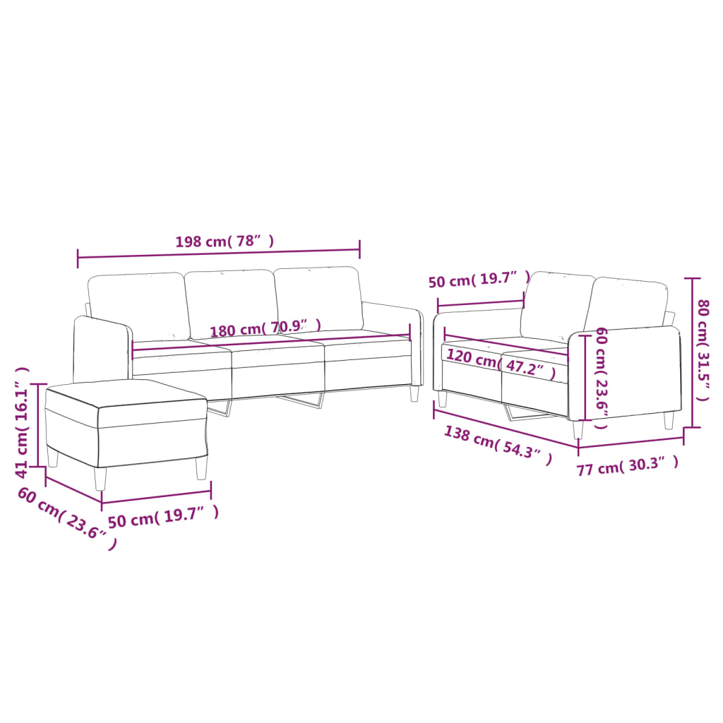 2-delige Loungeset met kussens stof bruin