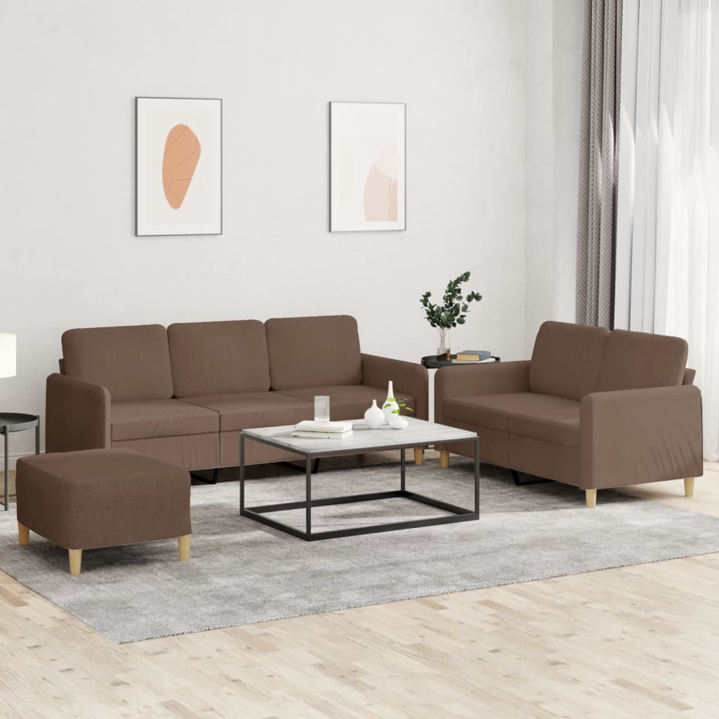 2-delige Loungeset met kussens stof bruin