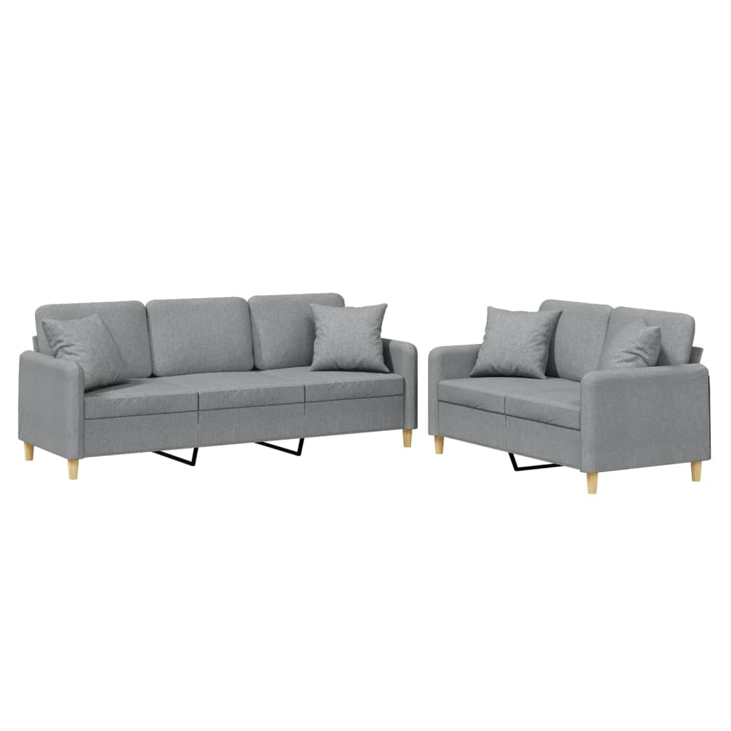 2-delige Loungeset met kussens stof bruin