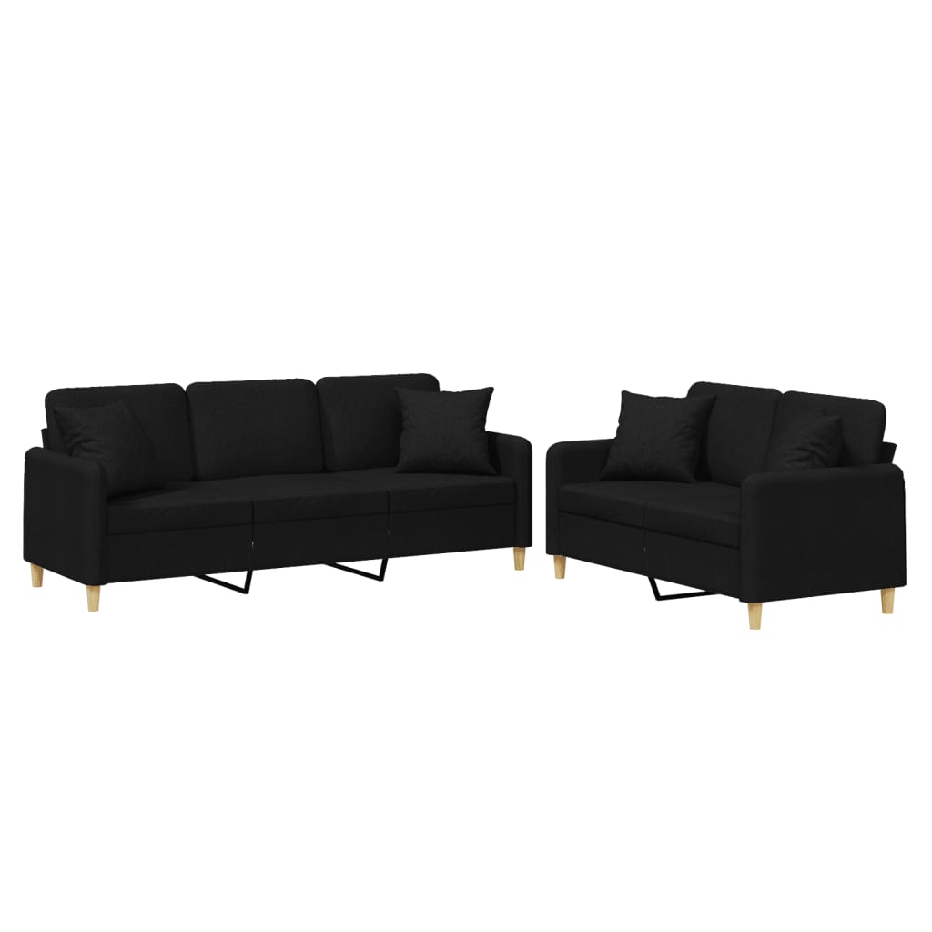 2-delige Loungeset met kussens stof bruin