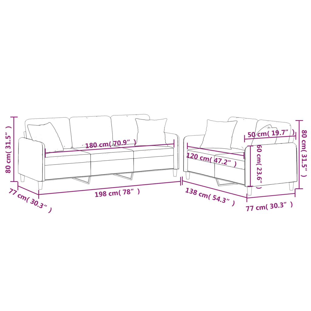 2-delige Loungeset met kussens stof