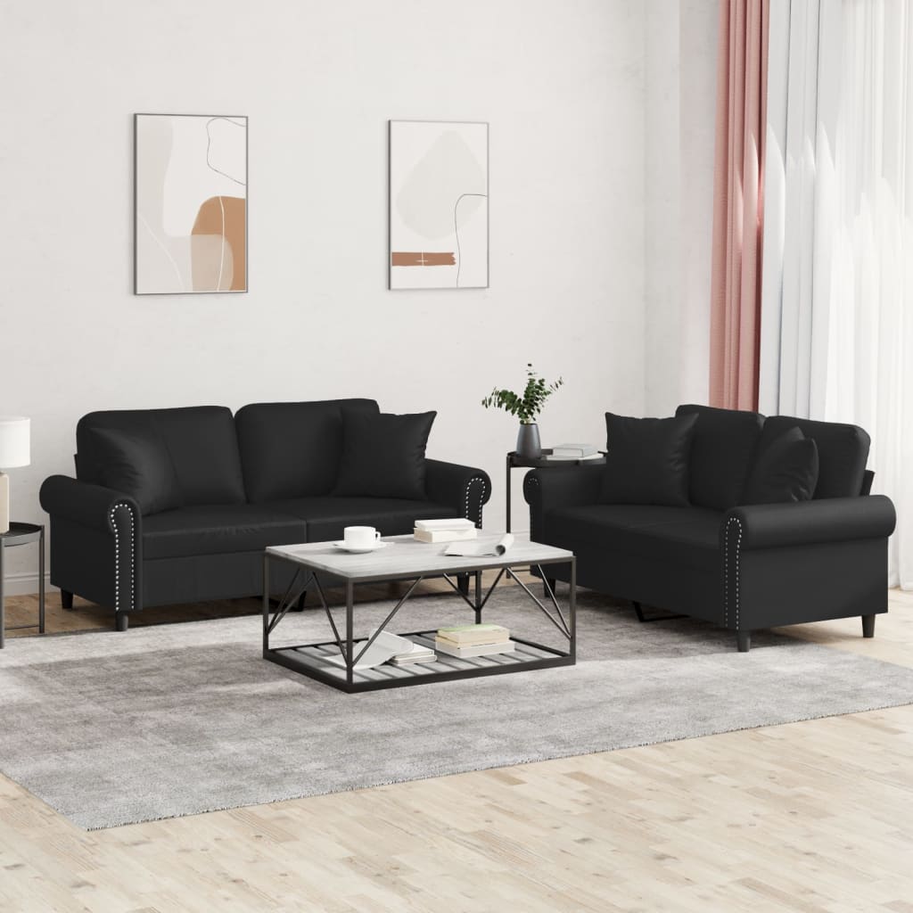 3-delige Loungeset met kussens kunstleer