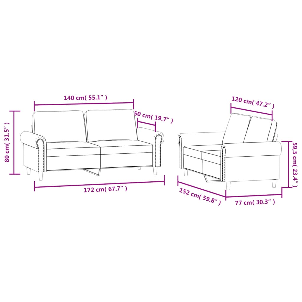 3-delige Loungeset met kussens fluweel