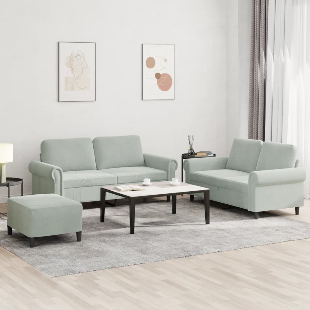 3-delige Loungeset met kussens fluweel