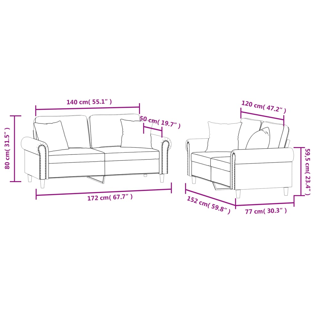 3-delige Loungeset met kussens fluweel