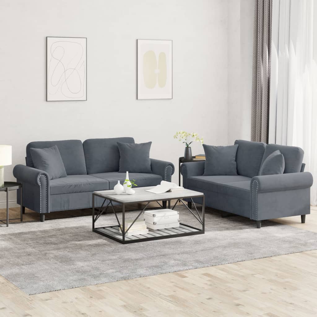 3-delige Loungeset met kussens fluweel