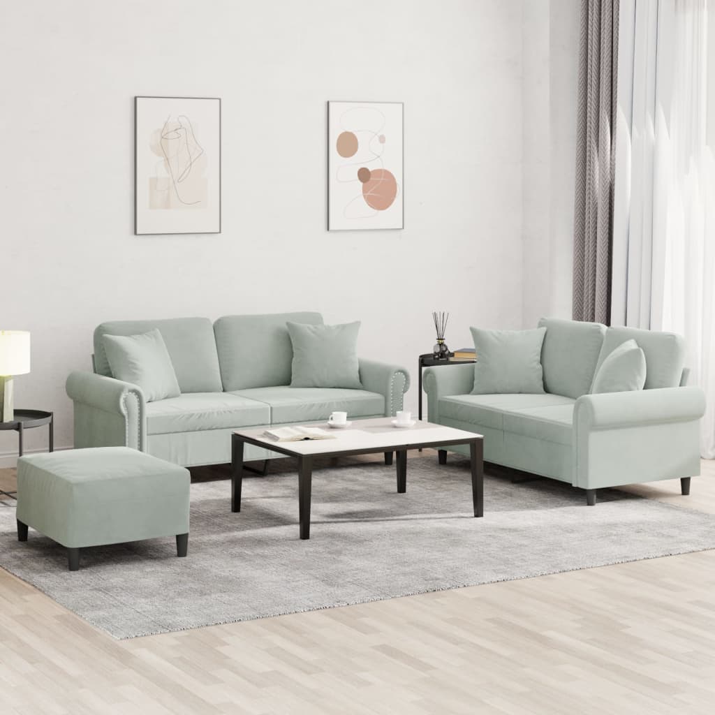 3-delige Loungeset met kussens fluweel