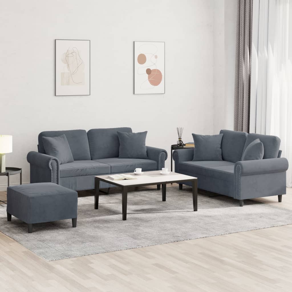 3-delige Loungeset met kussens fluweel