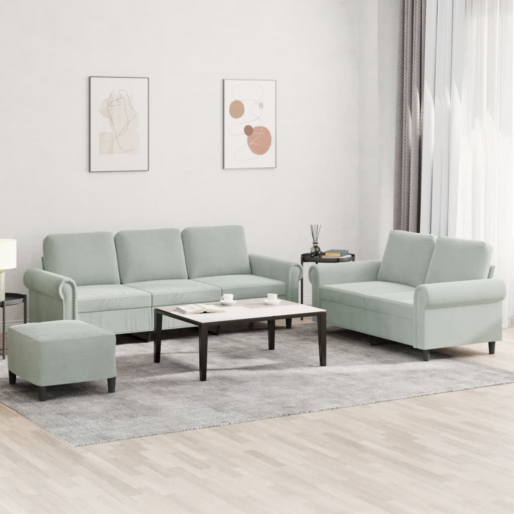 3-delige Loungeset met kussens fluweel