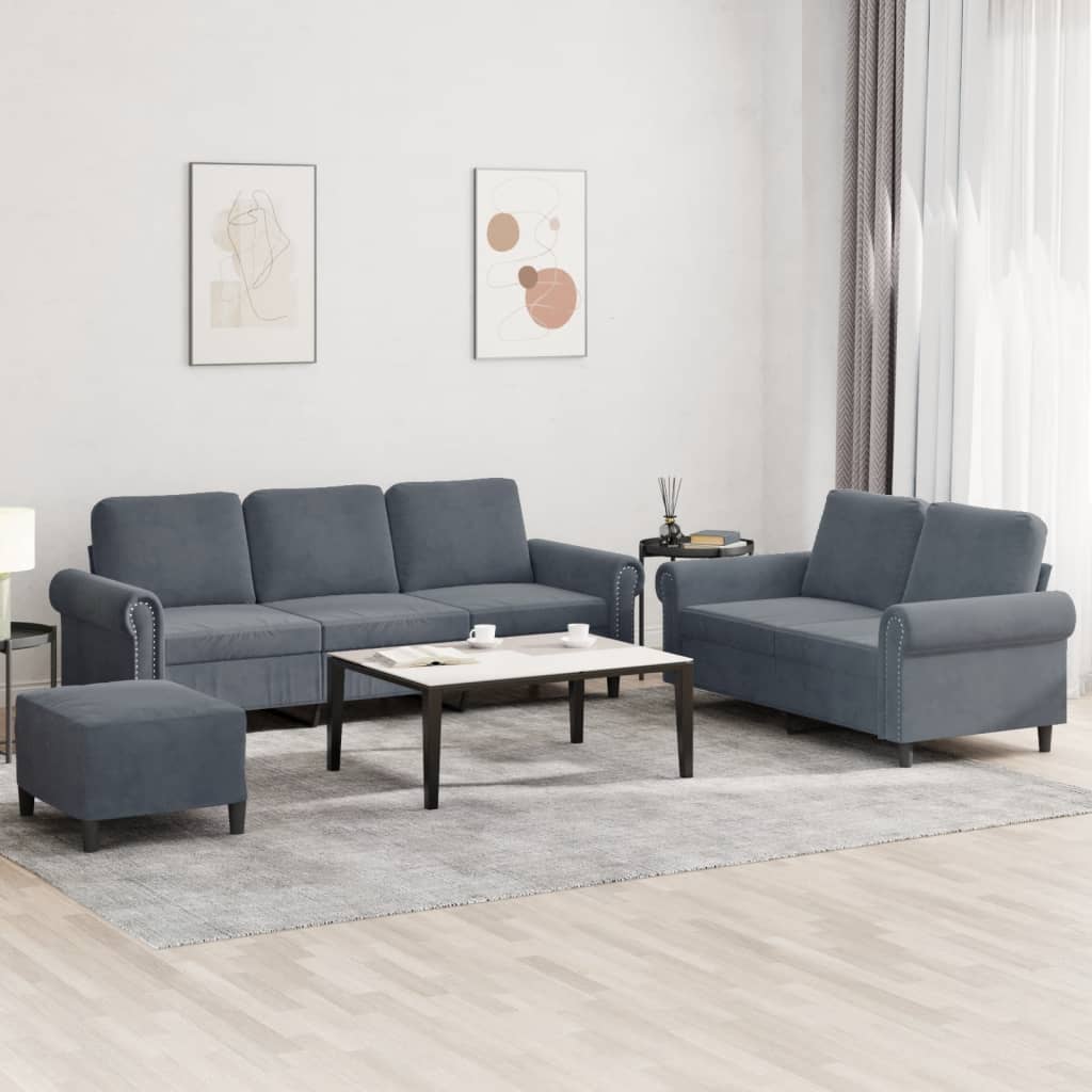 3-delige Loungeset met kussens fluweel