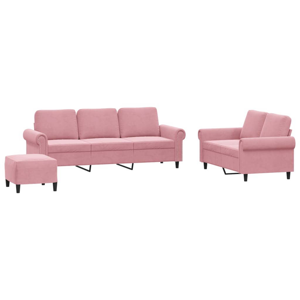 2-delige Loungeset met kussens fluweel roze