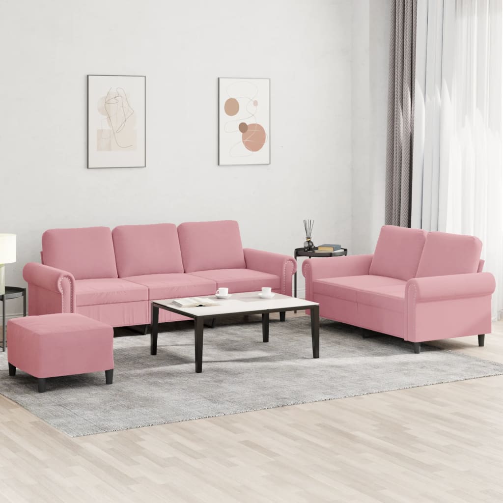 3-delige Loungeset met kussens fluweel