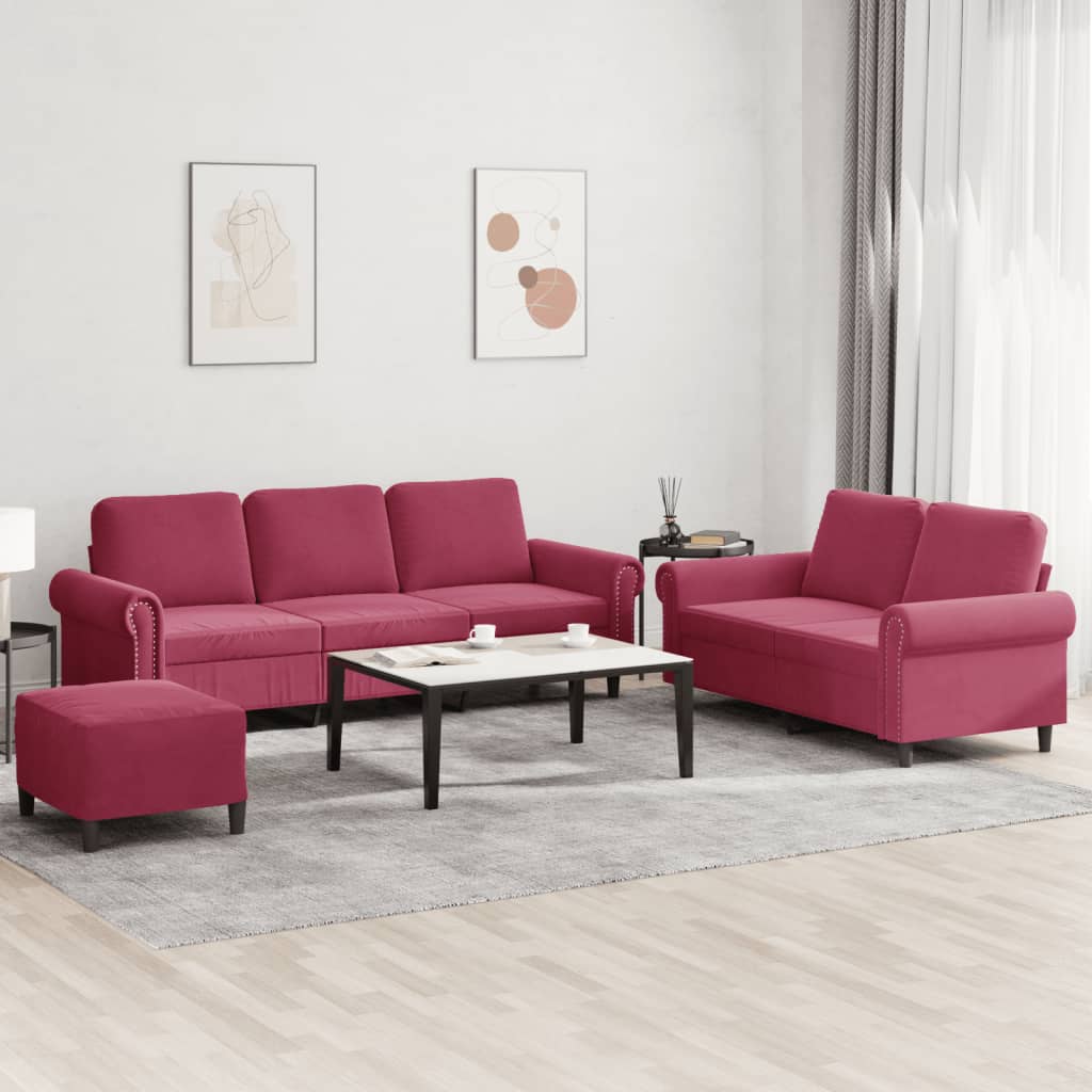 2-delige Loungeset met kussens fluweel roze