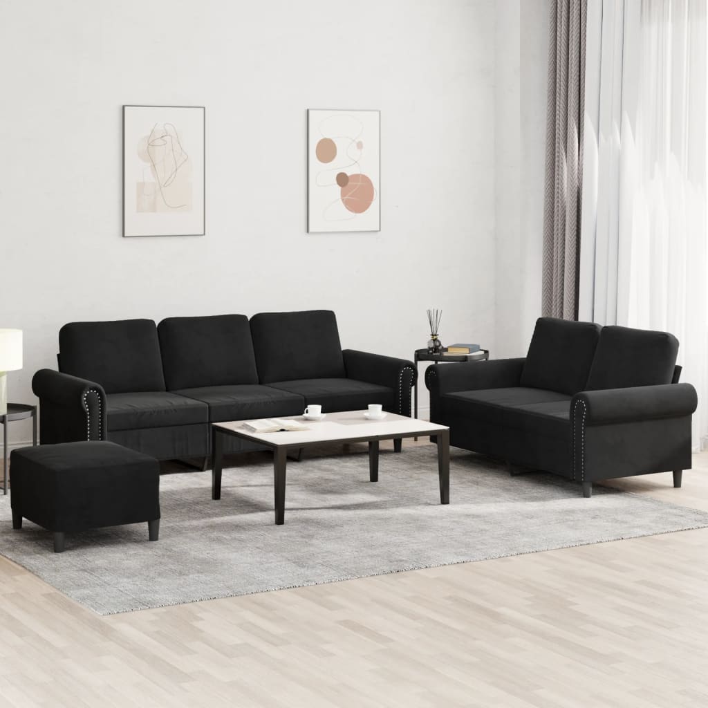 3-delige Loungeset met kussens fluweel