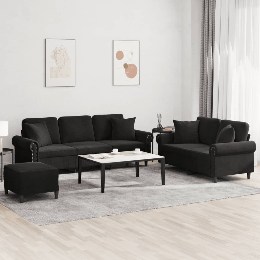 3-delige Loungeset met kussens fluweel