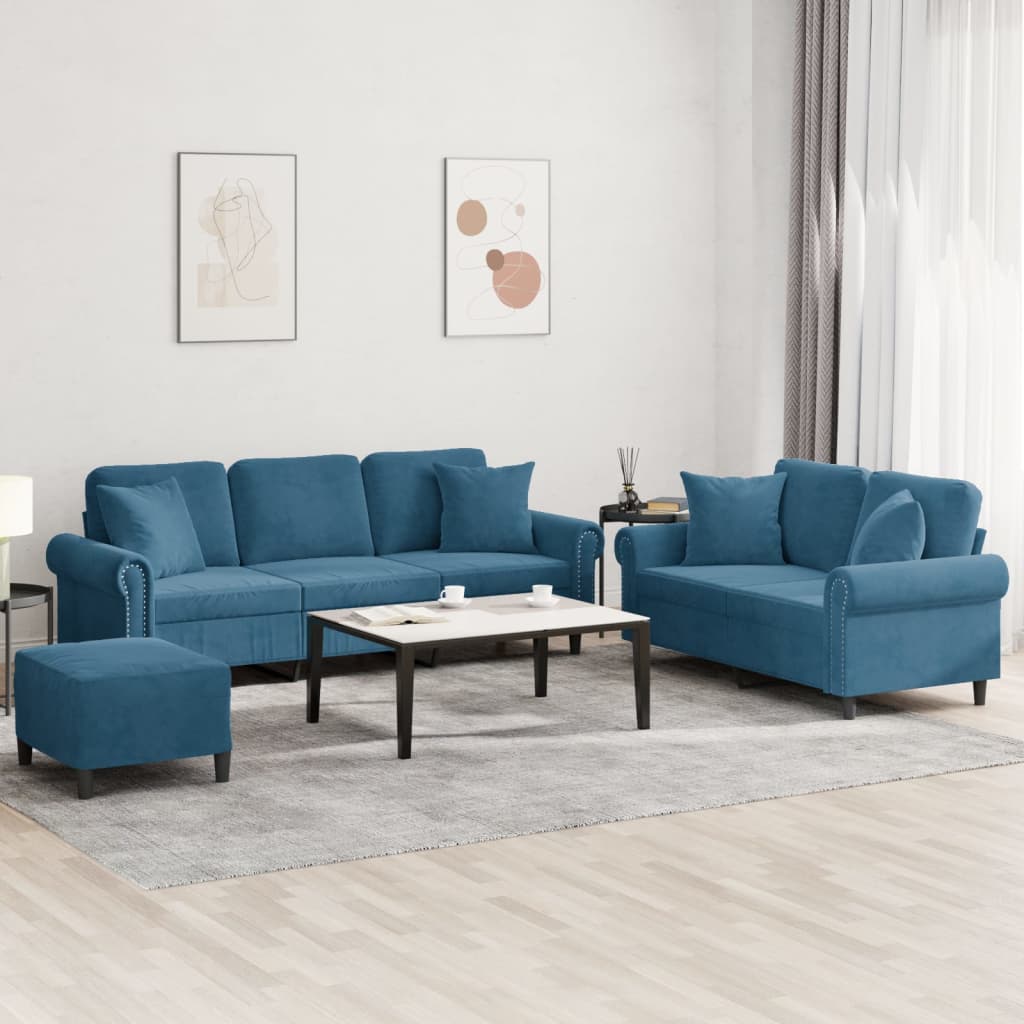 3-delige Loungeset met kussens fluweel