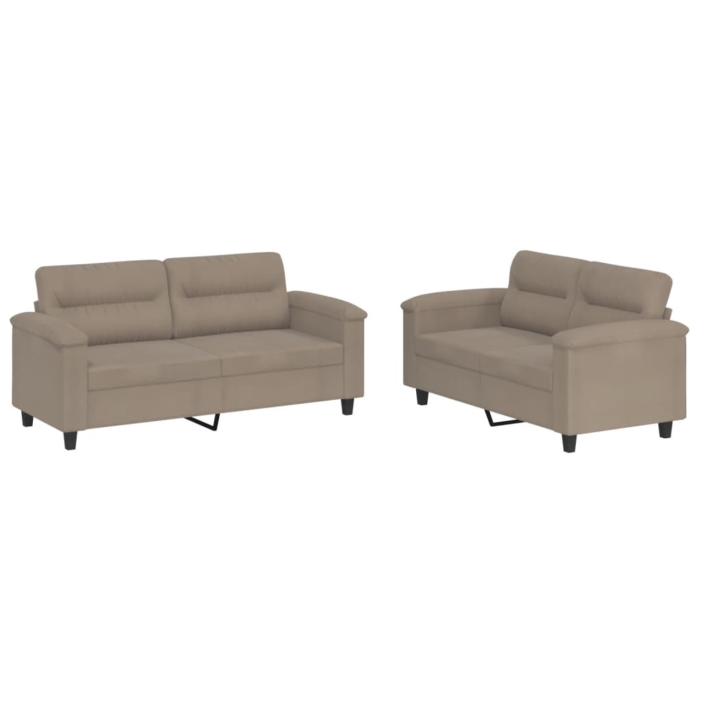 2-delige Loungeset met kussens microvezelstof taupe