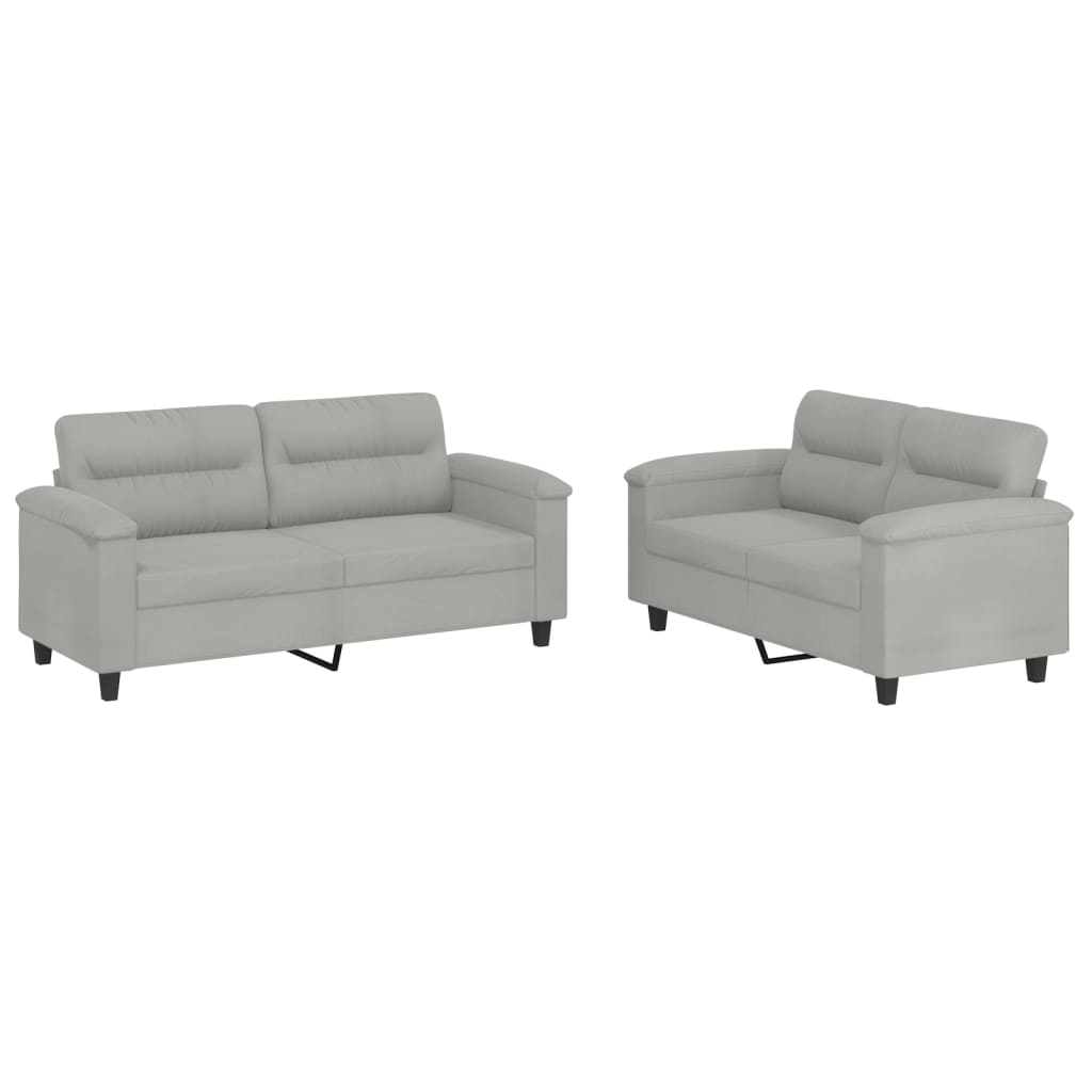 2-delige Loungeset met kussens microvezelstof taupe