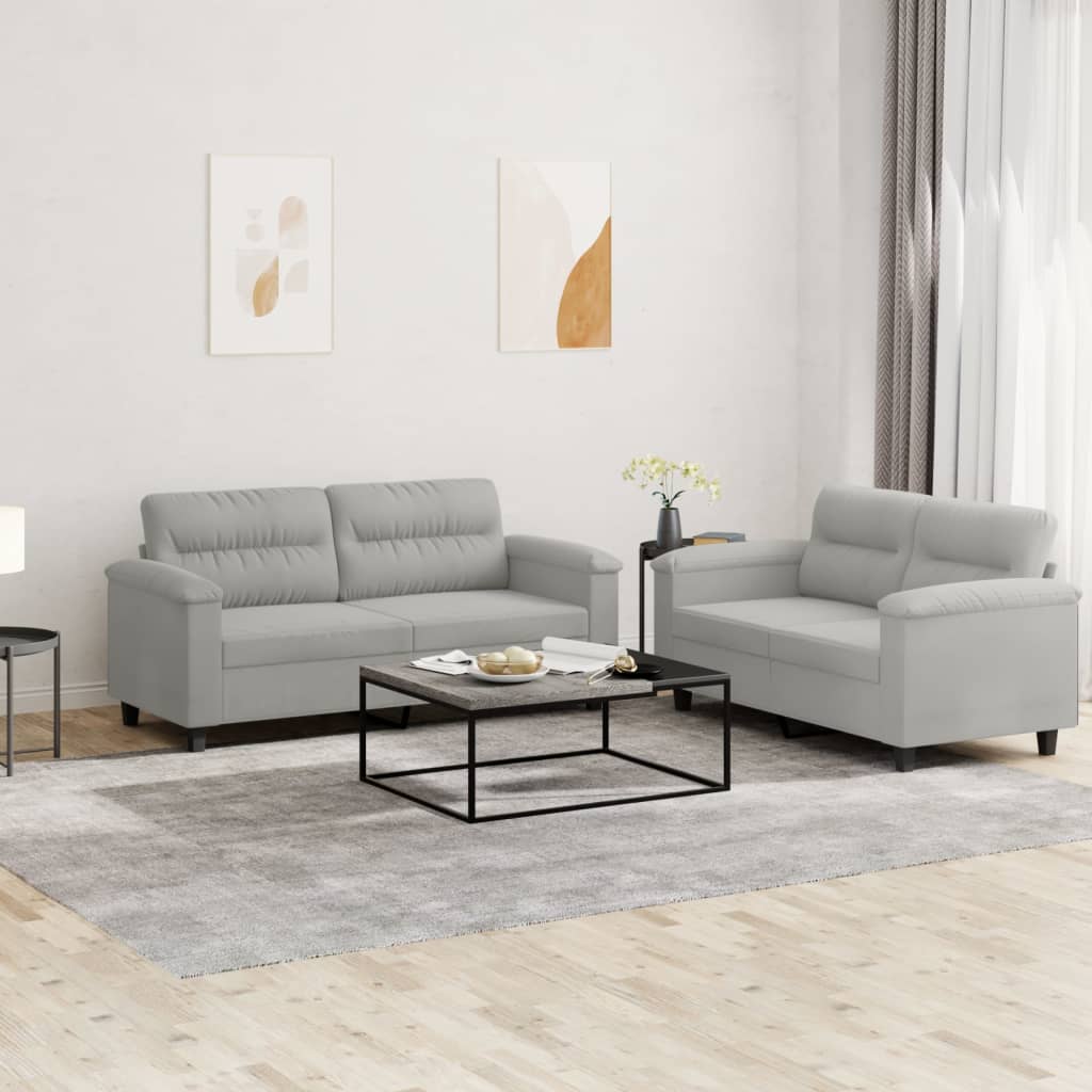 2-delige Loungeset met kussens microvezelstof taupe