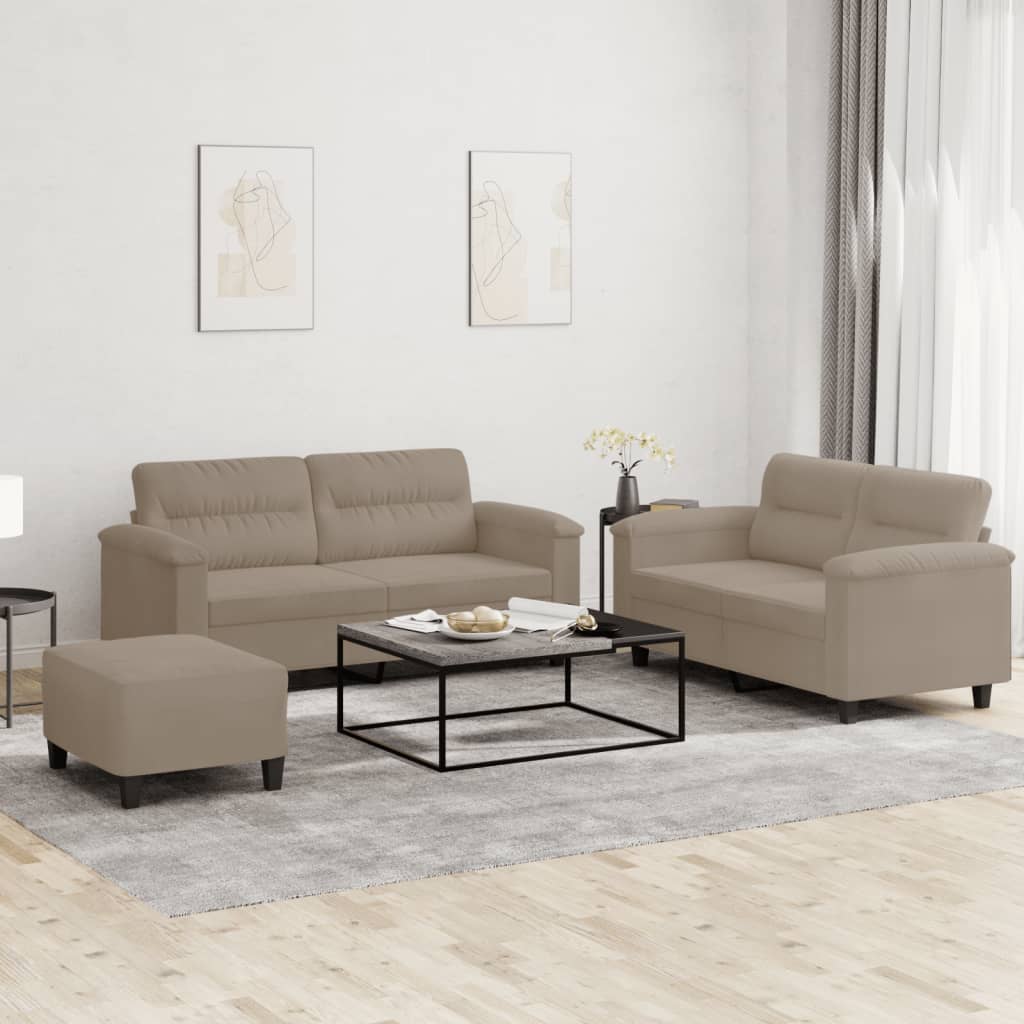 2-delige Loungeset met kussens microvezelstof taupe