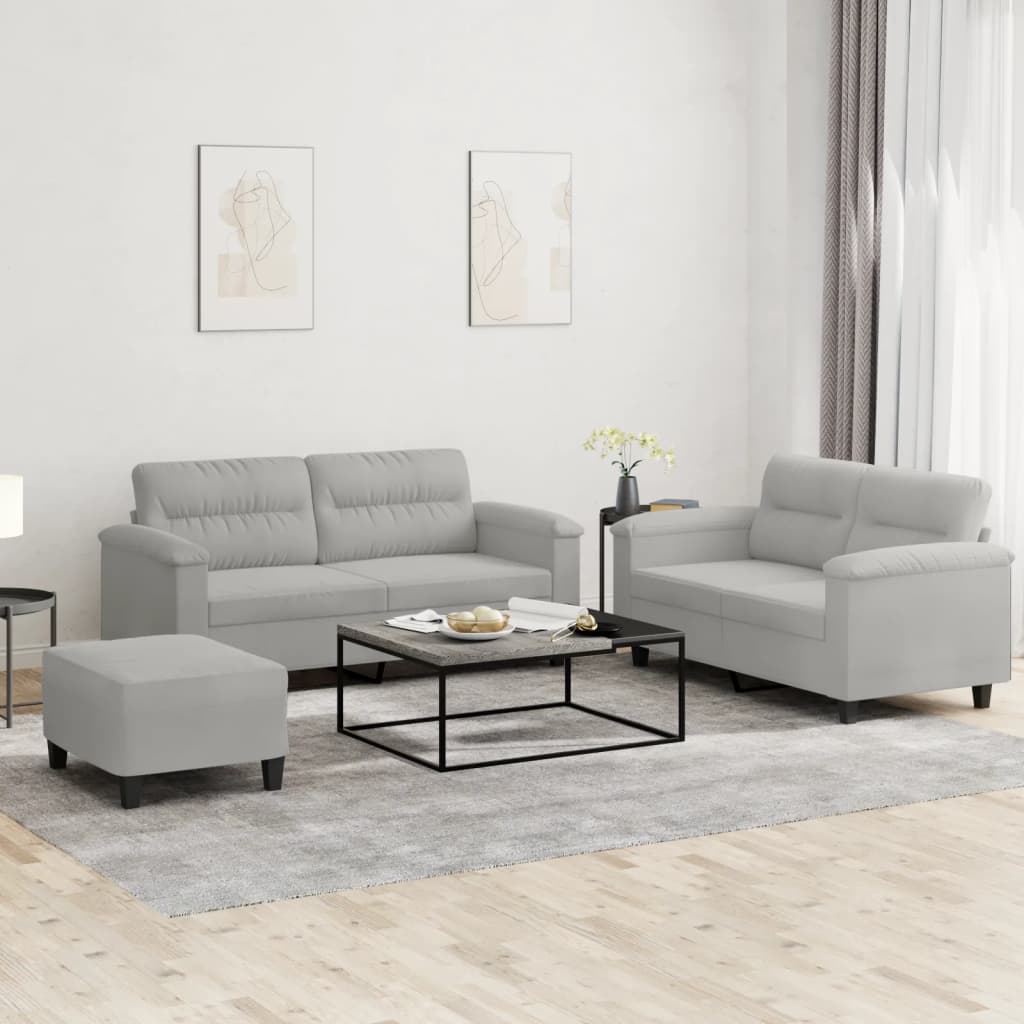 2-delige Loungeset met kussens microvezelstof taupe