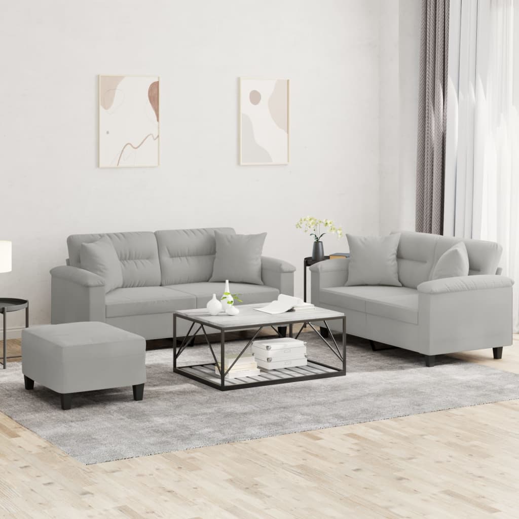 2-delige Loungeset met kussens microvezelstof taupe