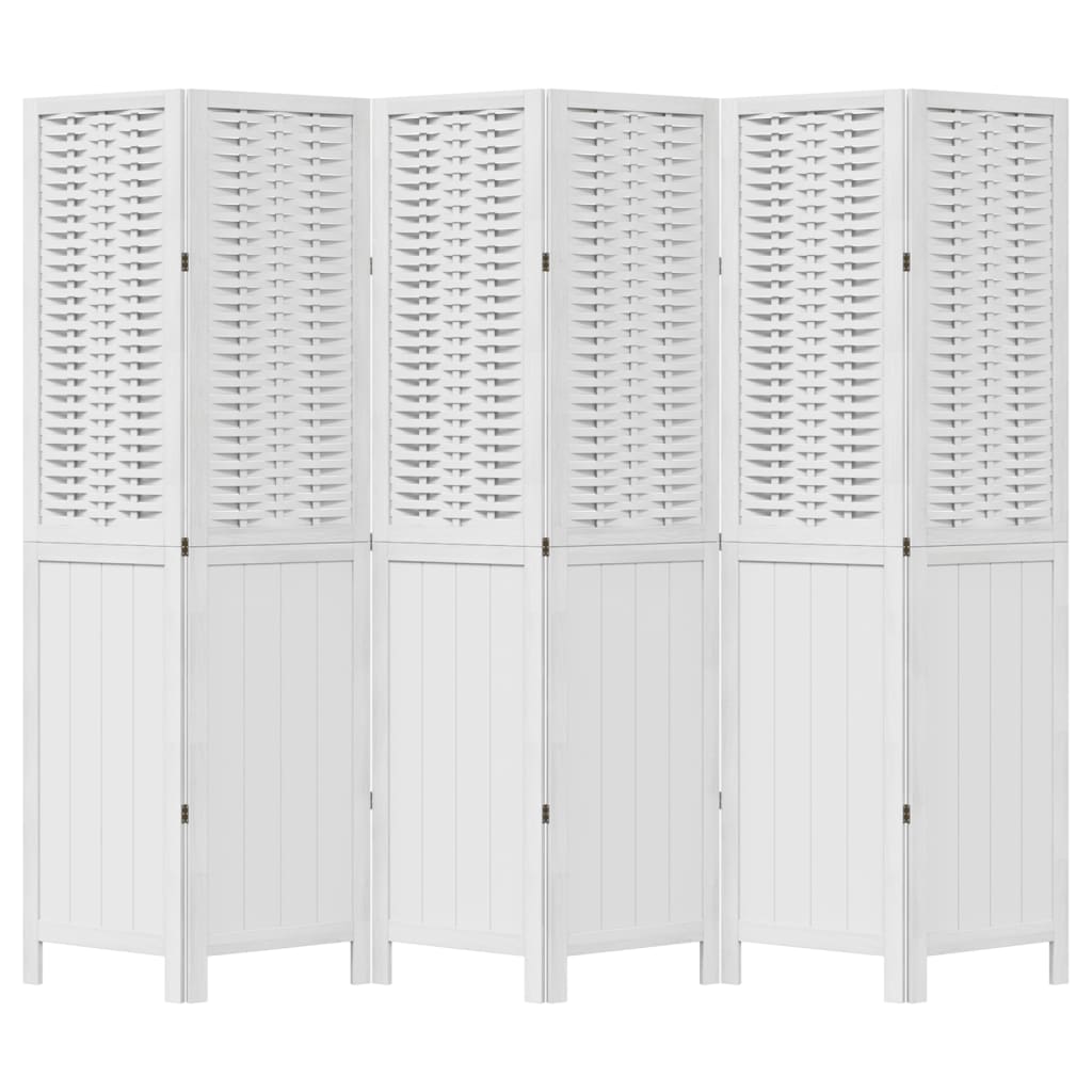 Kamerscherm met 4 panelen massief paulowniahout wit