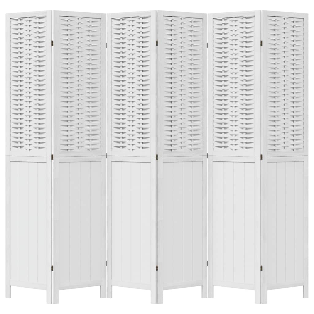 Kamerscherm met 4 panelen massief paulowniahout wit