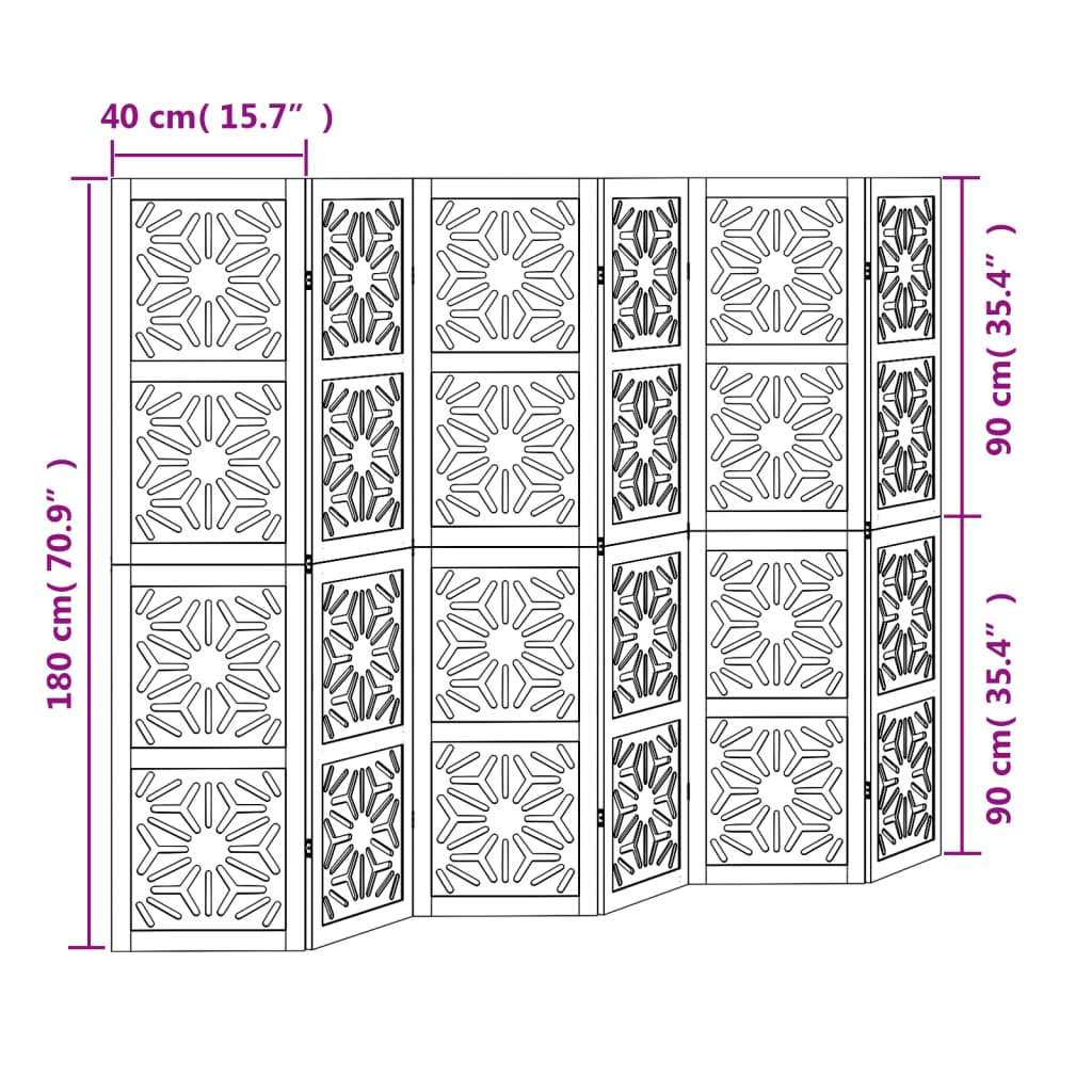 Kamerscherm met 5 panelen massief paulowniahout bruin en zwart