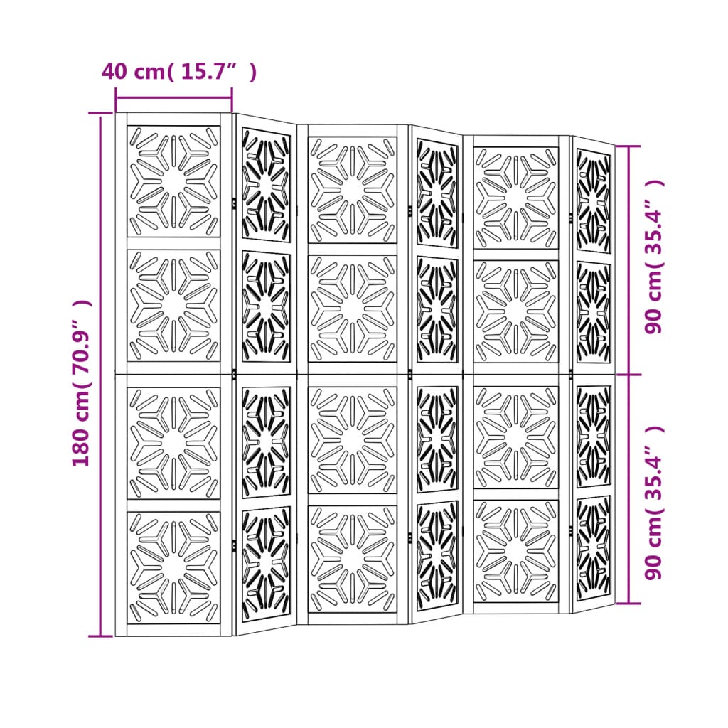 Kamerscherm met 5 panelen massief paulowniahout bruin en zwart