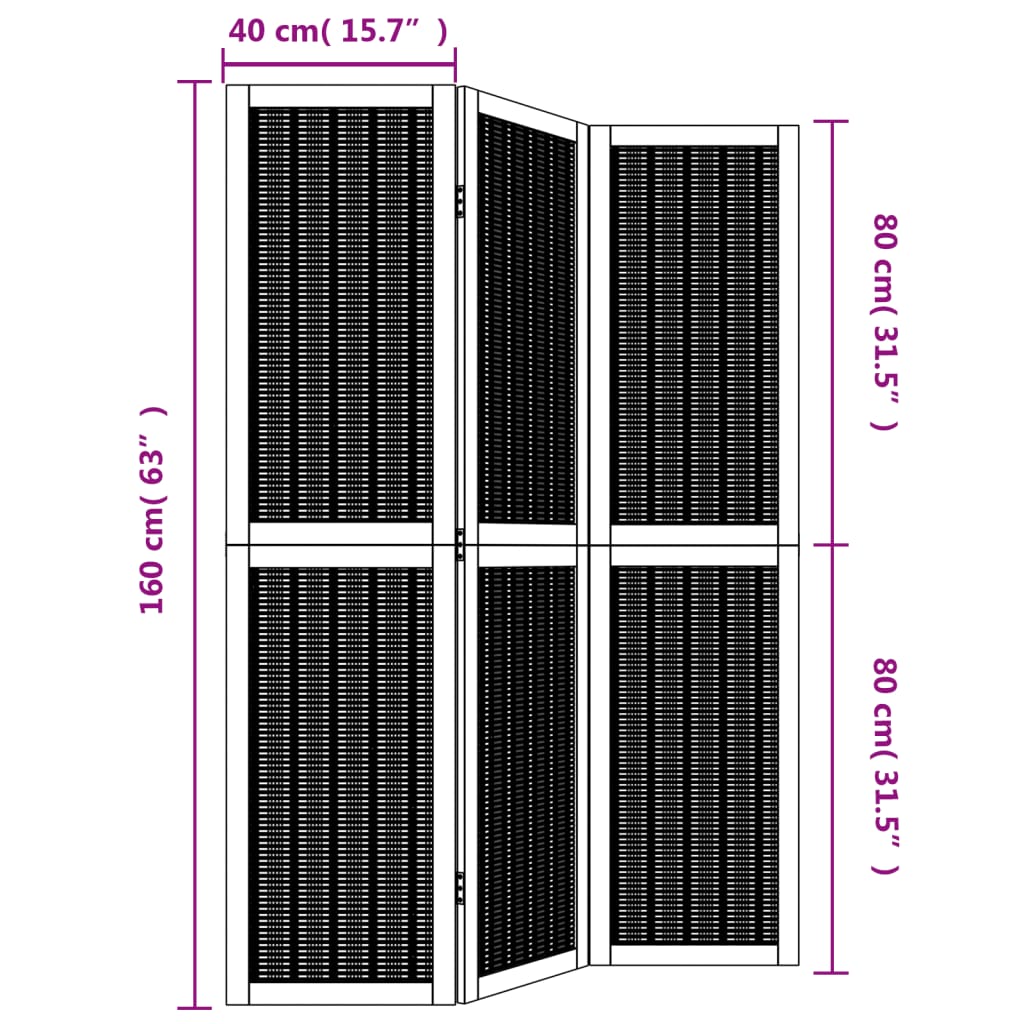 Kamerscherm met 4 panelen massief paulowniahout bruin