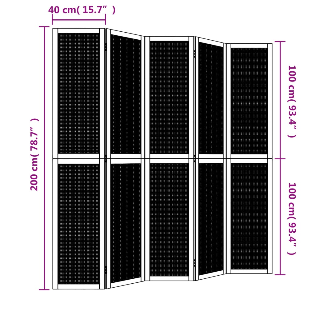 Kamerscherm met 4 panelen massief paulowniahout bruin