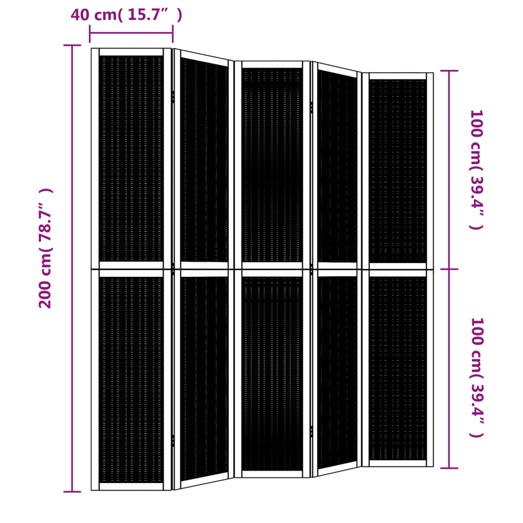 Kamerscherm met 4 panelen massief paulowniahout bruin