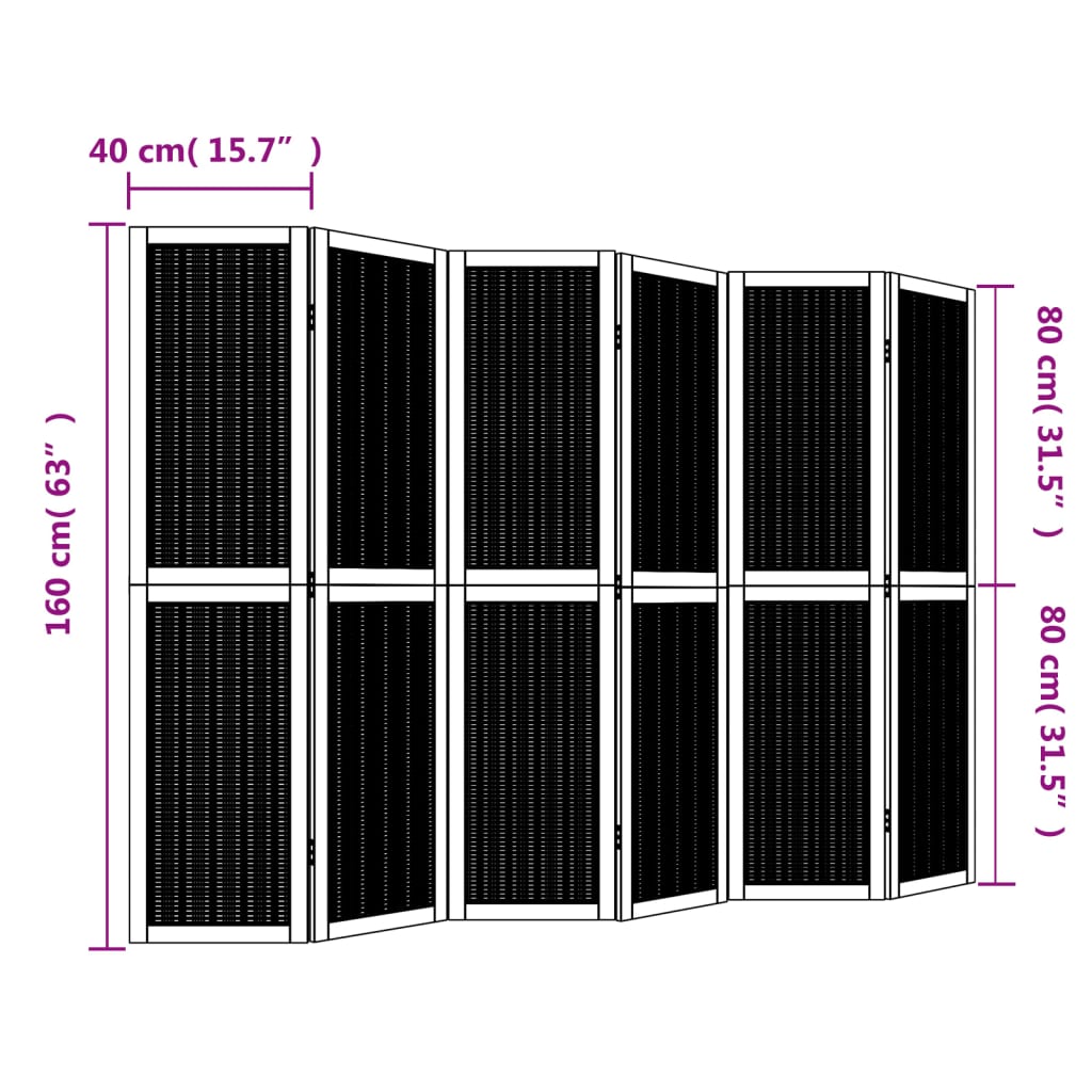 Kamerscherm met 4 panelen massief paulowniahout bruin