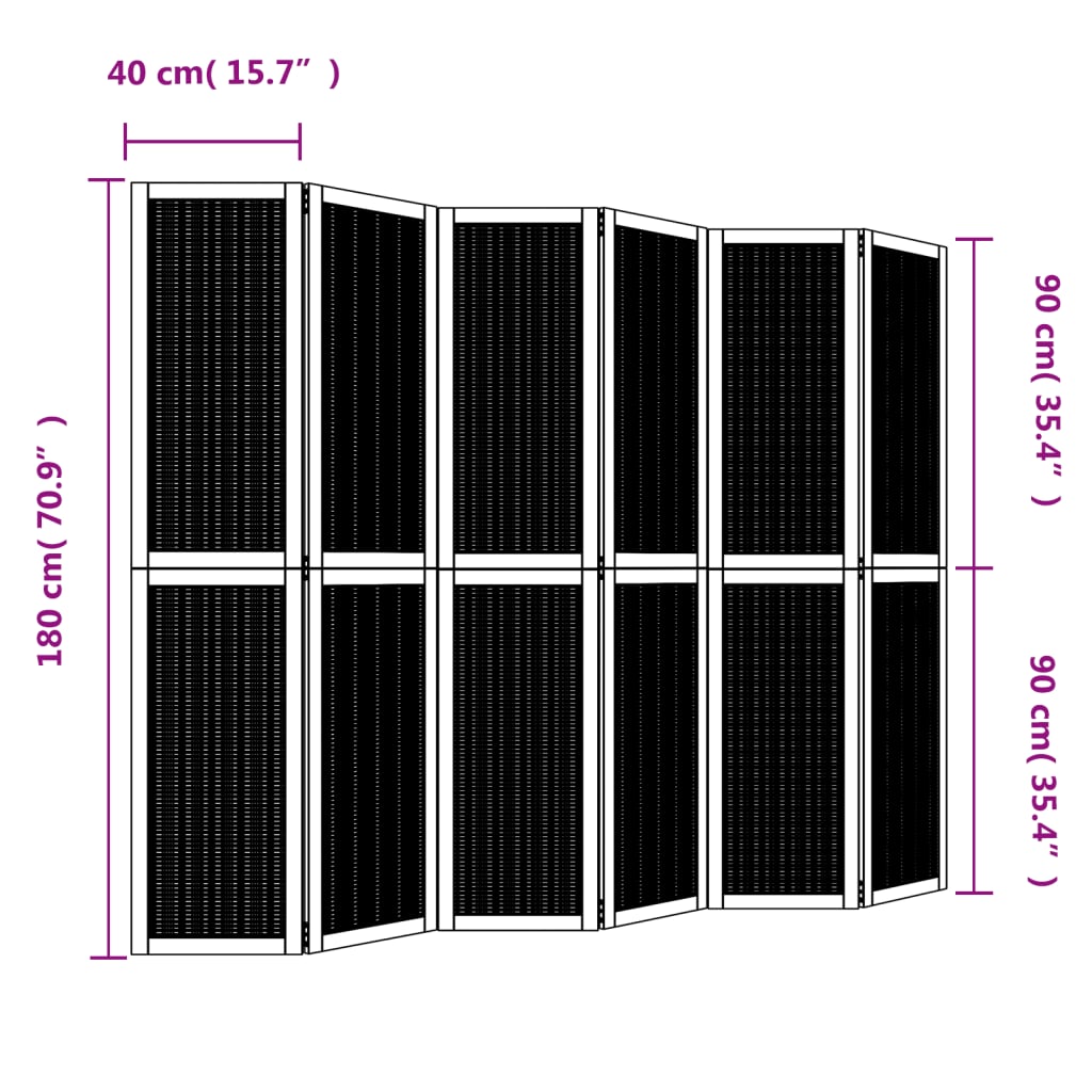 Kamerscherm met 4 panelen massief paulowniahout bruin