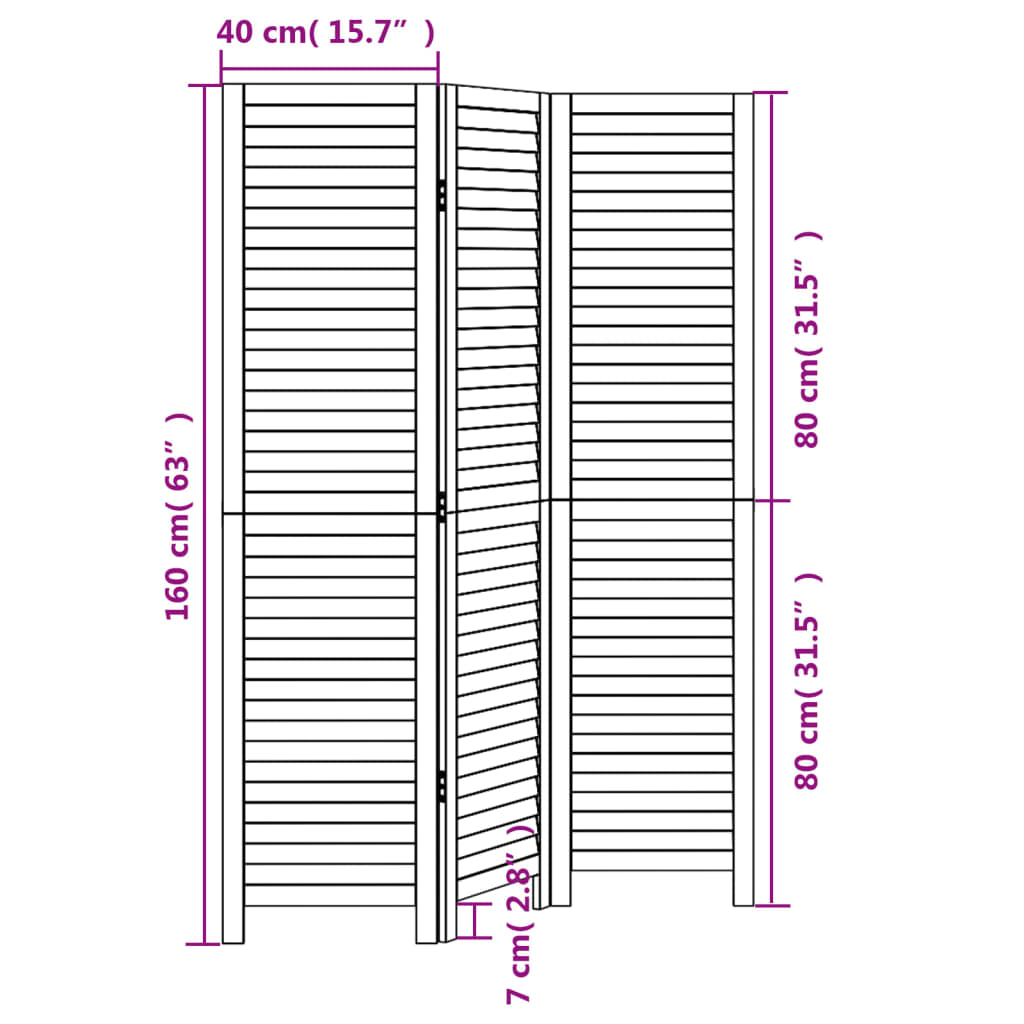 Kamerscherm met 4 panelen massief paulowniahout zwart