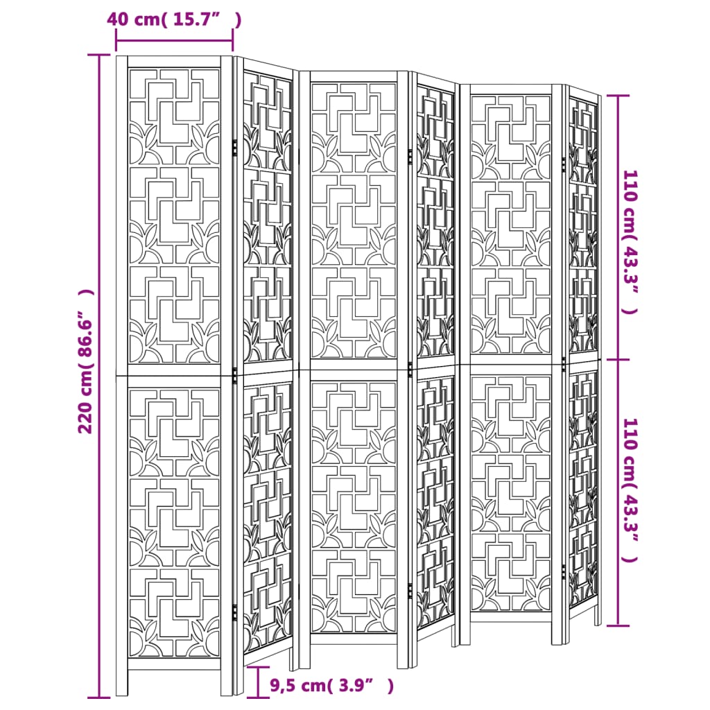 Kamerscherm met 4 panelen massief paulowniahout bruin