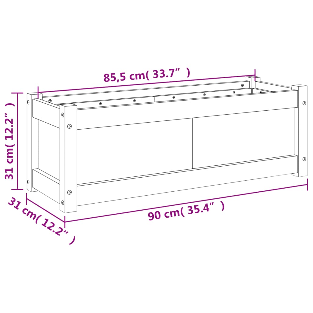 Plantenbak 90x31x31 cm massief