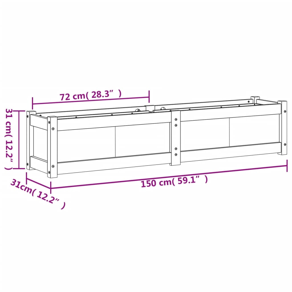 Plantenbak 150x31x31 cm massief