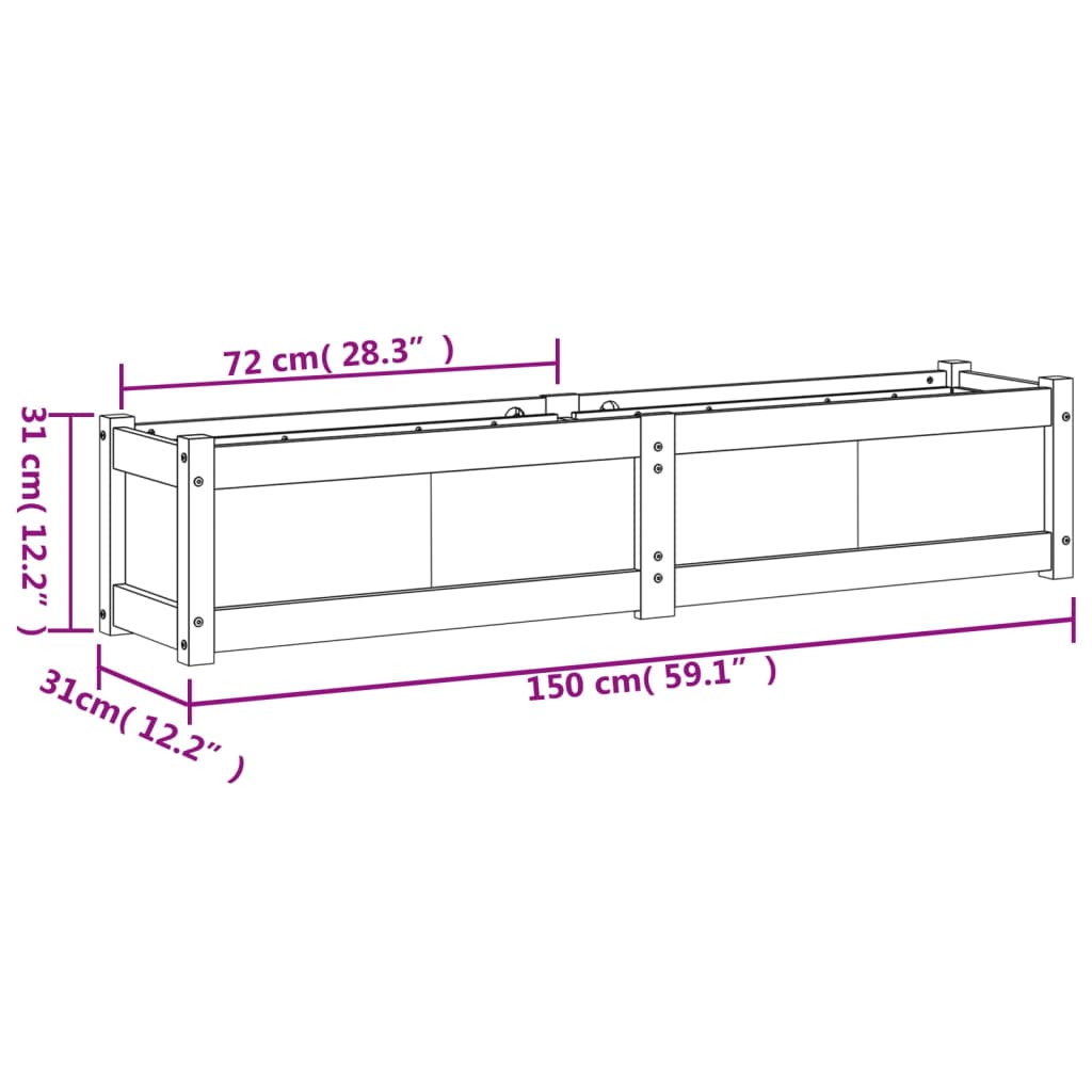 Plantenbak 150x31x31 cm massief