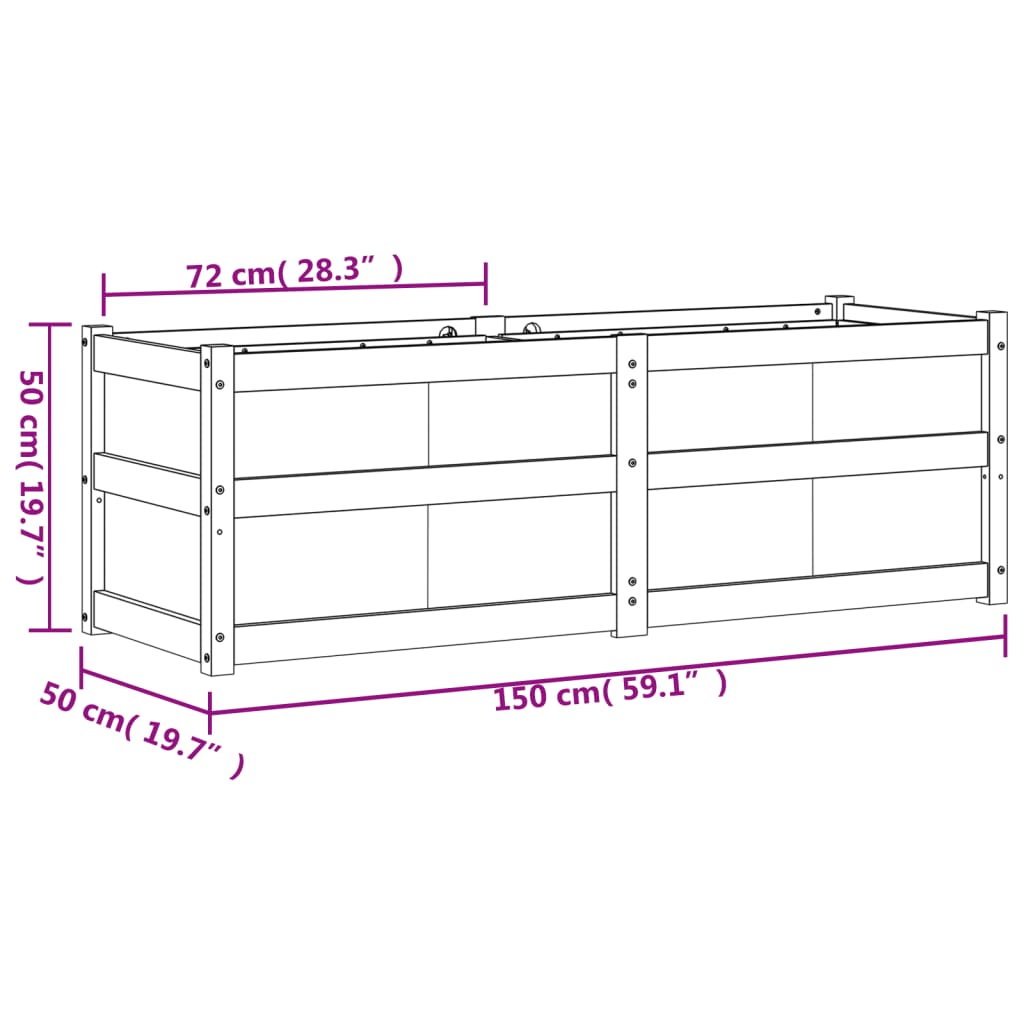 Plantenbak 150x50x50 cm massief