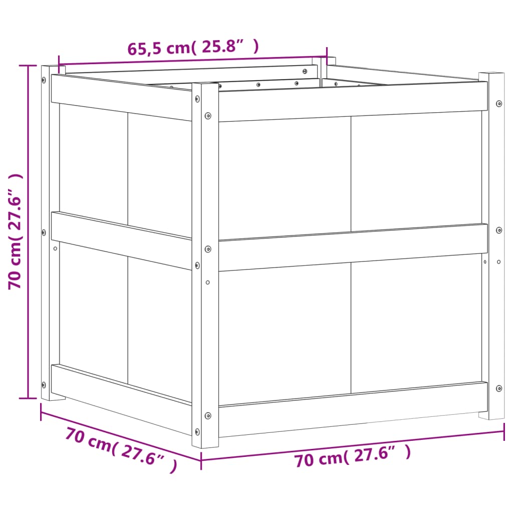 Plantenbak 70x70x70 cm massief