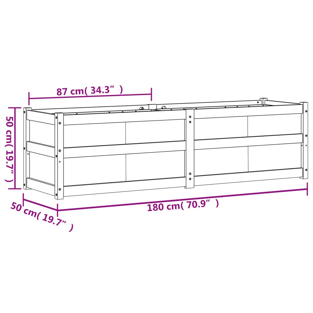 Plantenbak 180x50x50 cm massief