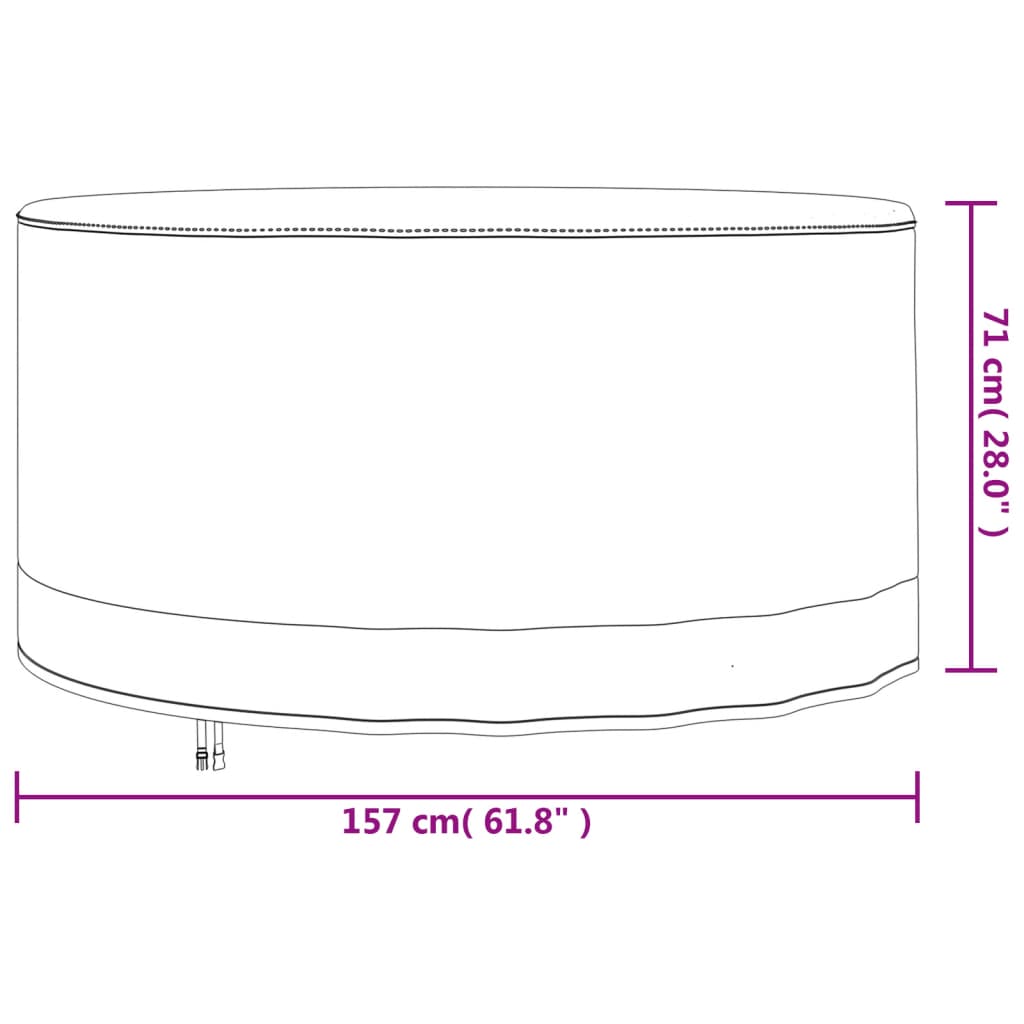 Tuinmeubelhoezen 2 st Ø 279x71 cm 600D oxford stof