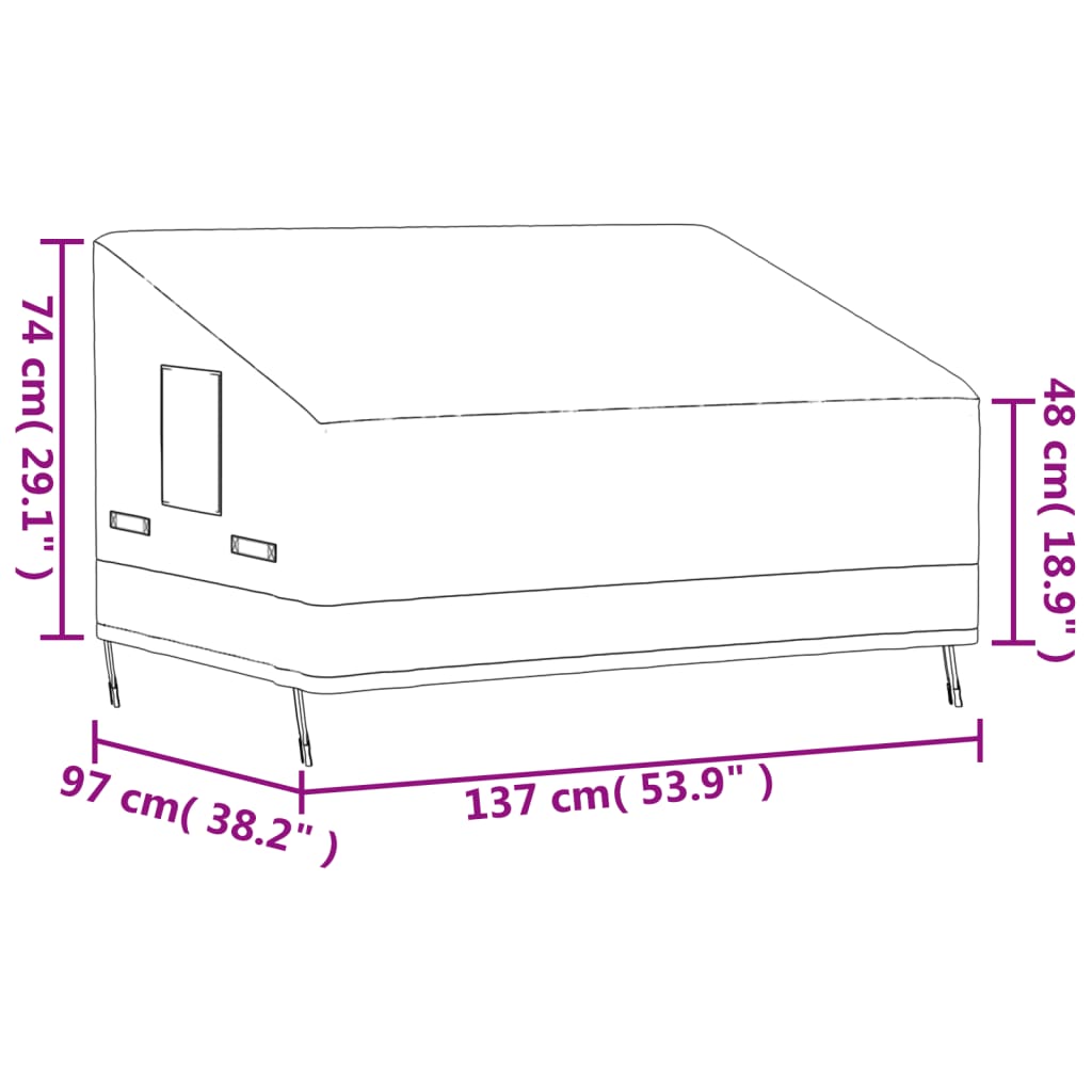 Tuinhoezen 2 st voor 2-zitsbank 600D 137x97x48/74 cm oxford