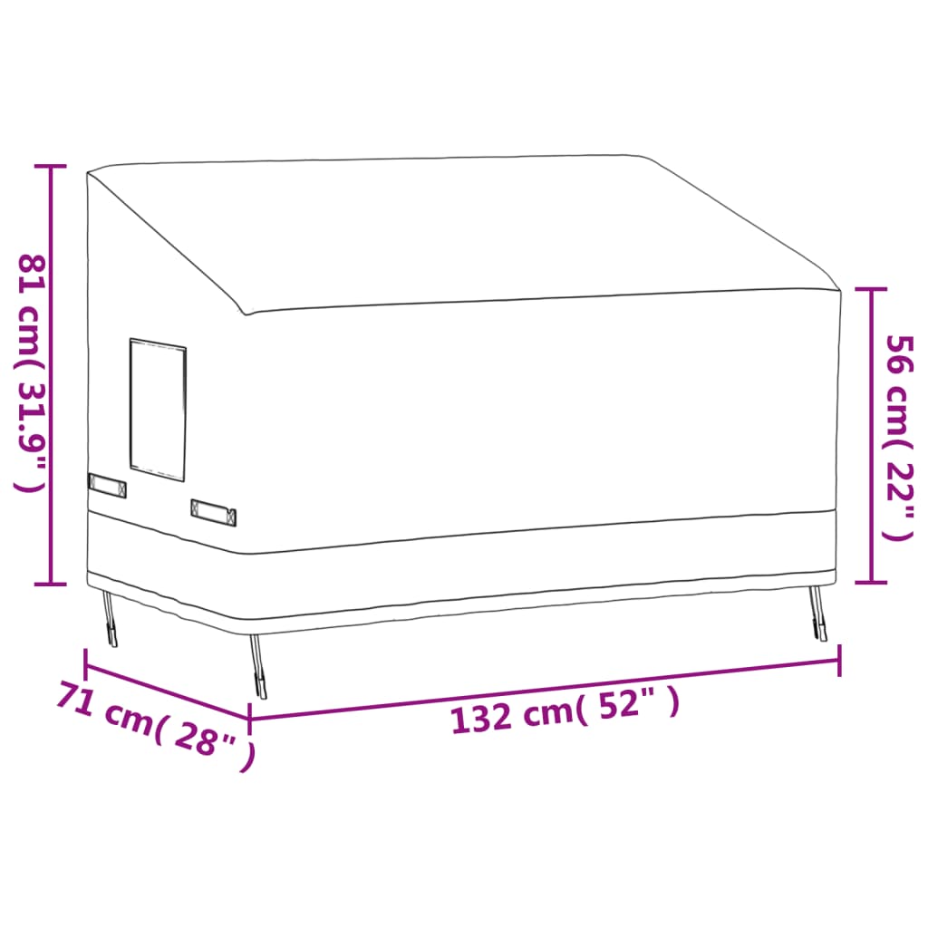 Tuinhoezen 2 st voor 3-zitsbank 600D 159x84x56/81 cm oxford