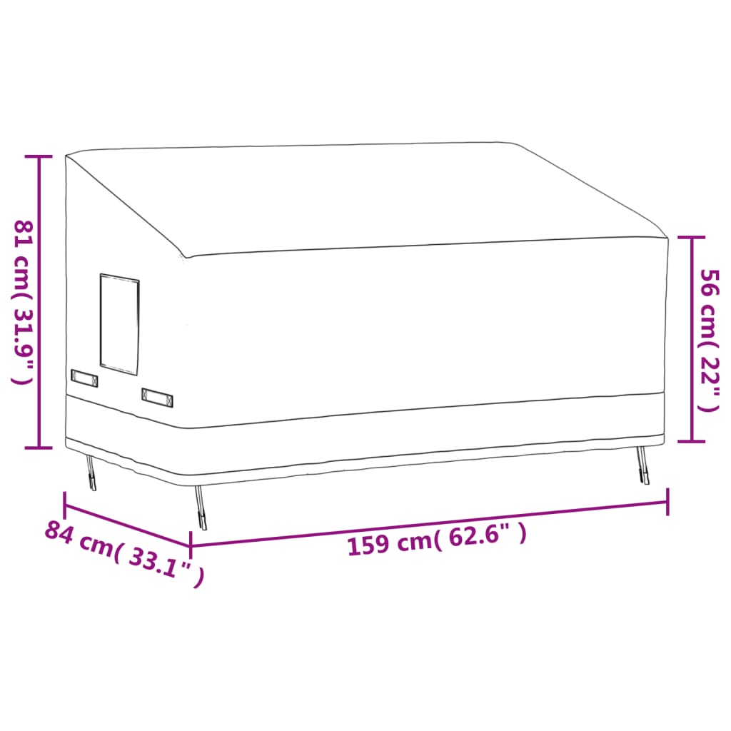 Tuinhoezen 2 st voor 3-zitsbank 600D 159x84x56/81 cm oxford