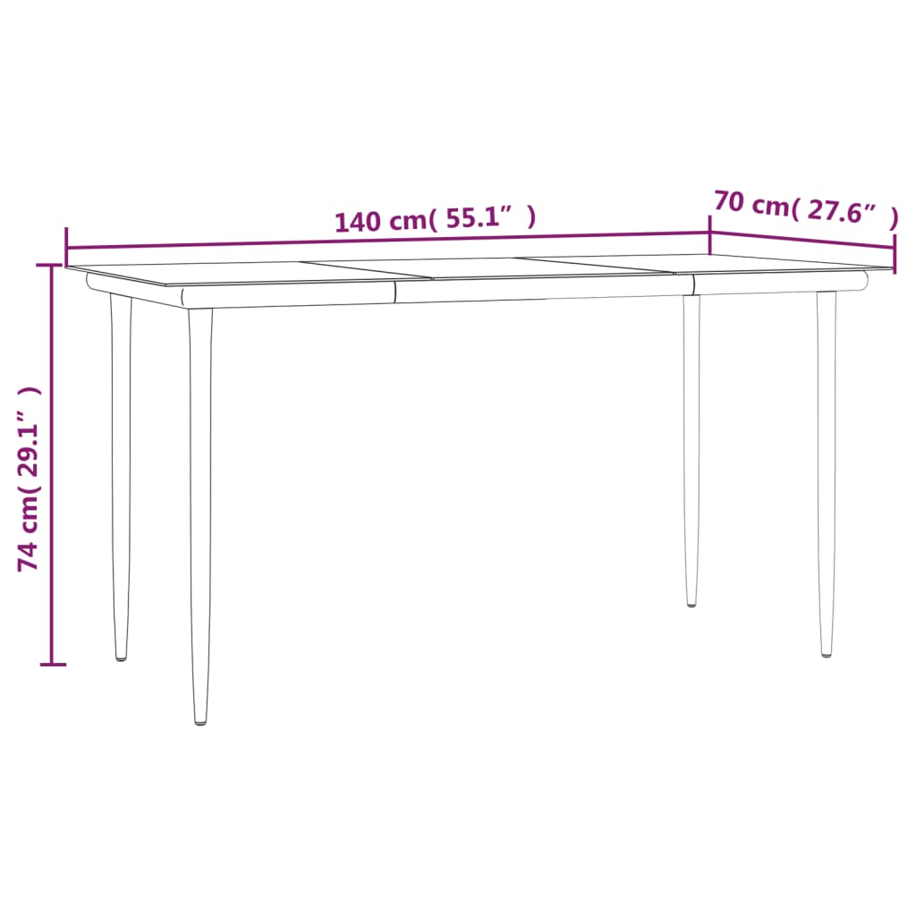 3-delige Tuinset poly rattan en staal grijs en zwart