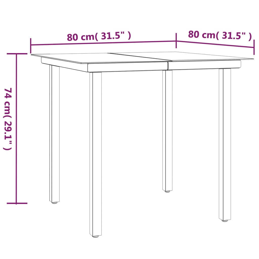 3-delige Tuinset poly rattan en staal zwart